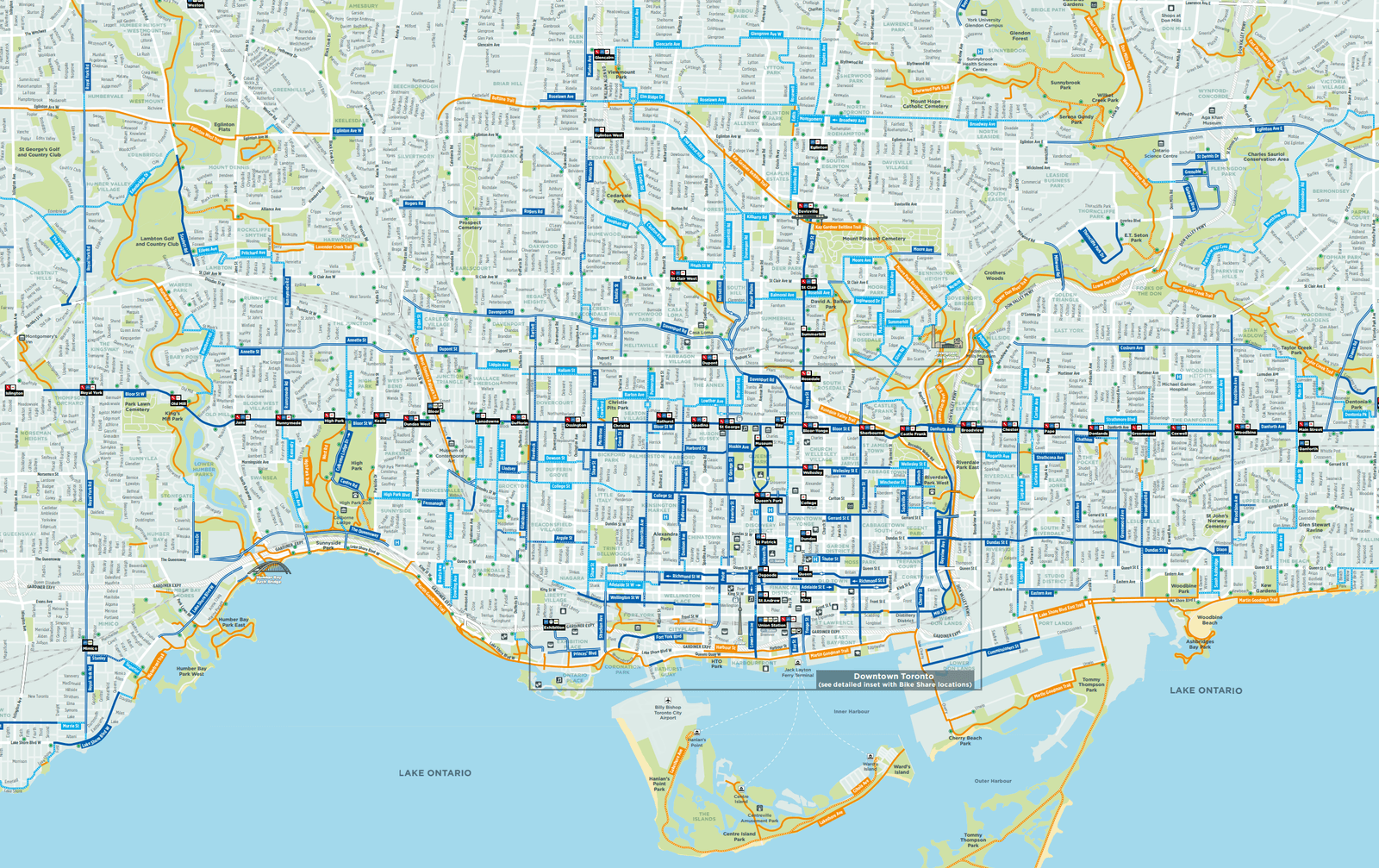 The City of Toronto cycling map
